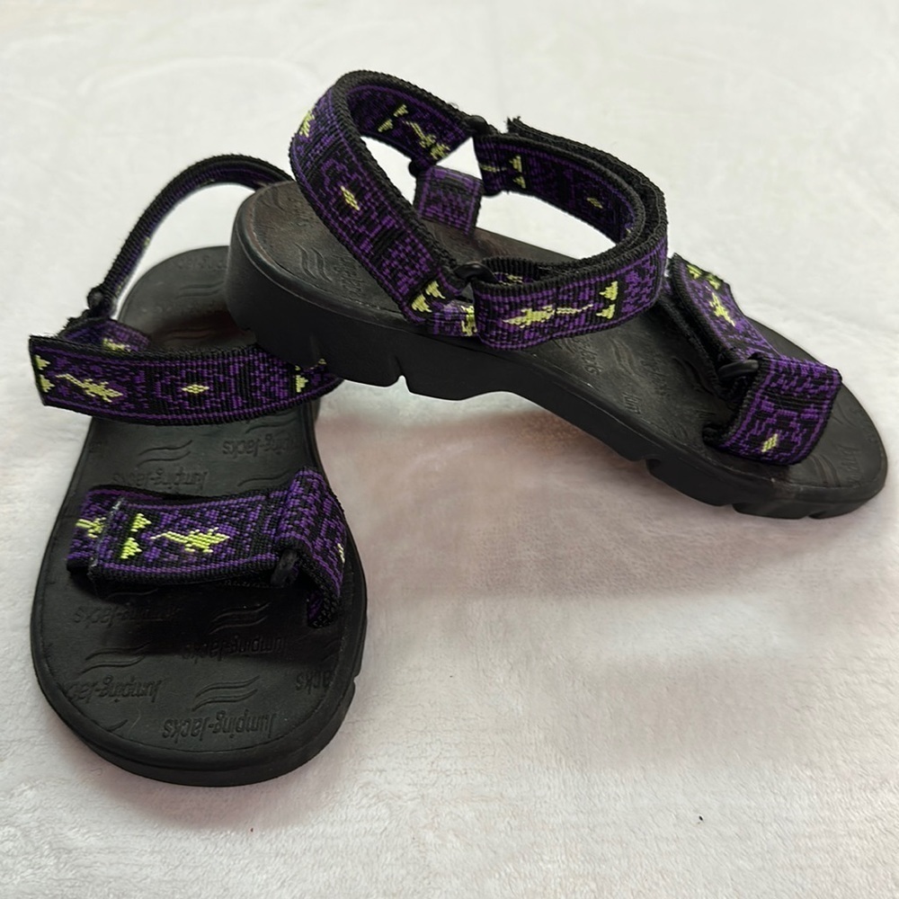 Jumping Jacks Lizard Hook & Loop Little Boys Purple Sandals Size 11